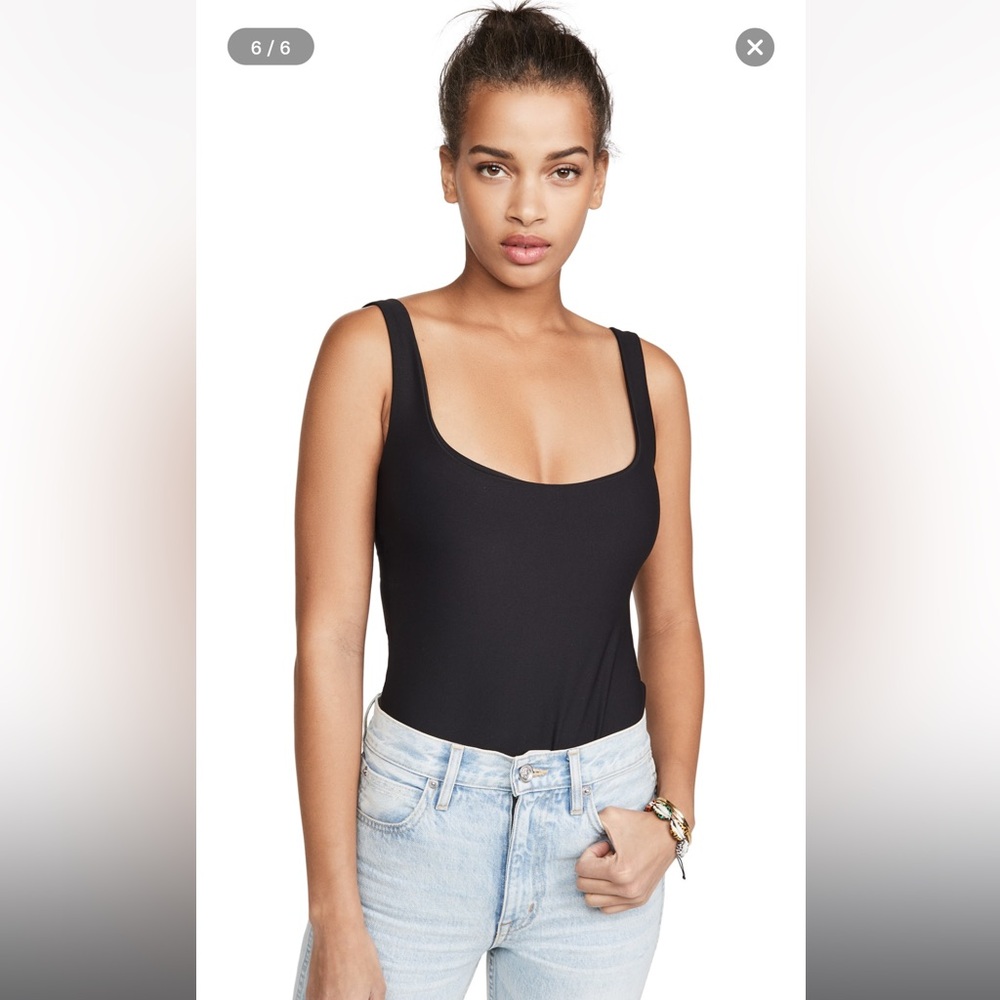 ALIX NYC Mott Tank Thong Bodysuit Size Small in Black